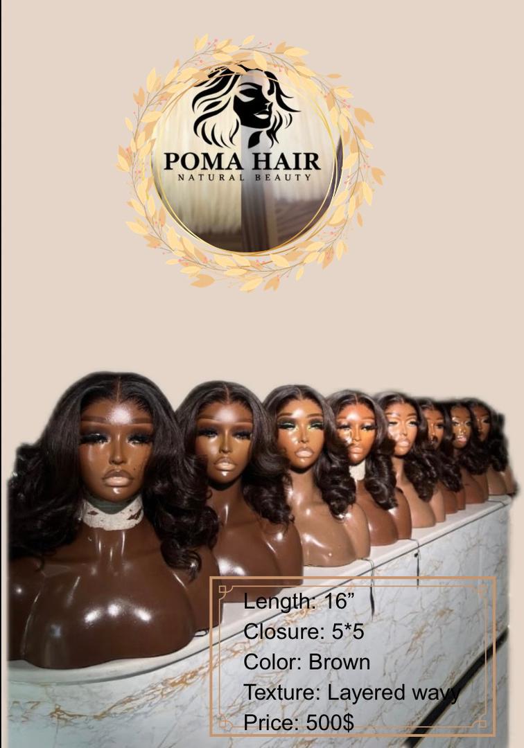 16" Layered Wavy 5x5 Closure Wig - Brown