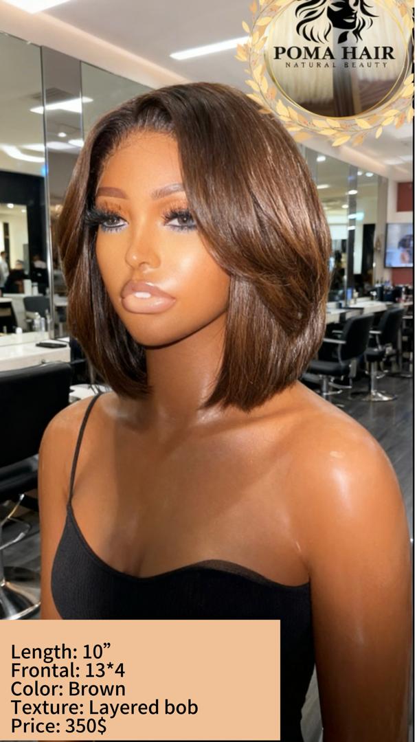 10" Layered Bob 13x4 Frontal Wig - Brown