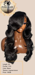 24" Layered Donor 13x6 Frontal Wig - Black