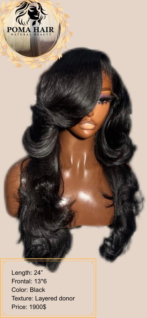 24" Layered Donor 13x6 Frontal Wig - Black