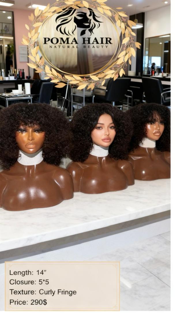 14" Curly Fringe 5x5 Closure Wig - Black