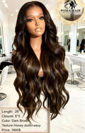 26" Honey Donor Wavy 6x5 Closure Wig - Dark Brown